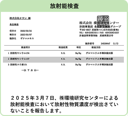 放射能物質　-検出せず